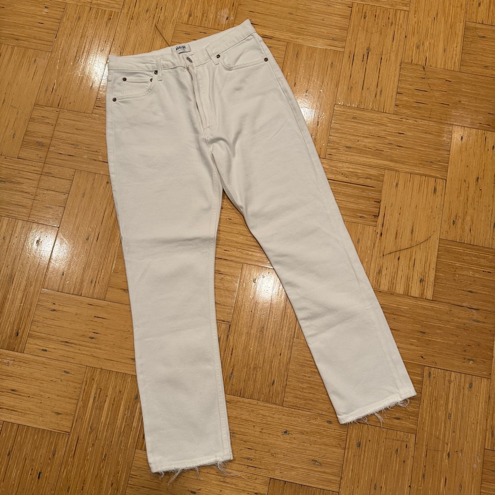 NWT AGOLDE Riley High Rise White Jeans - Size 30 - Picture 3 of 8